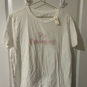 Aerie White Tee with Pink Text